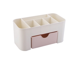 Organizador de Cosméticos de Mesa com Gaveta Espaçoso Armazenamento de Maquiagem e Jóias em Plástico para Vanity e Banheiro