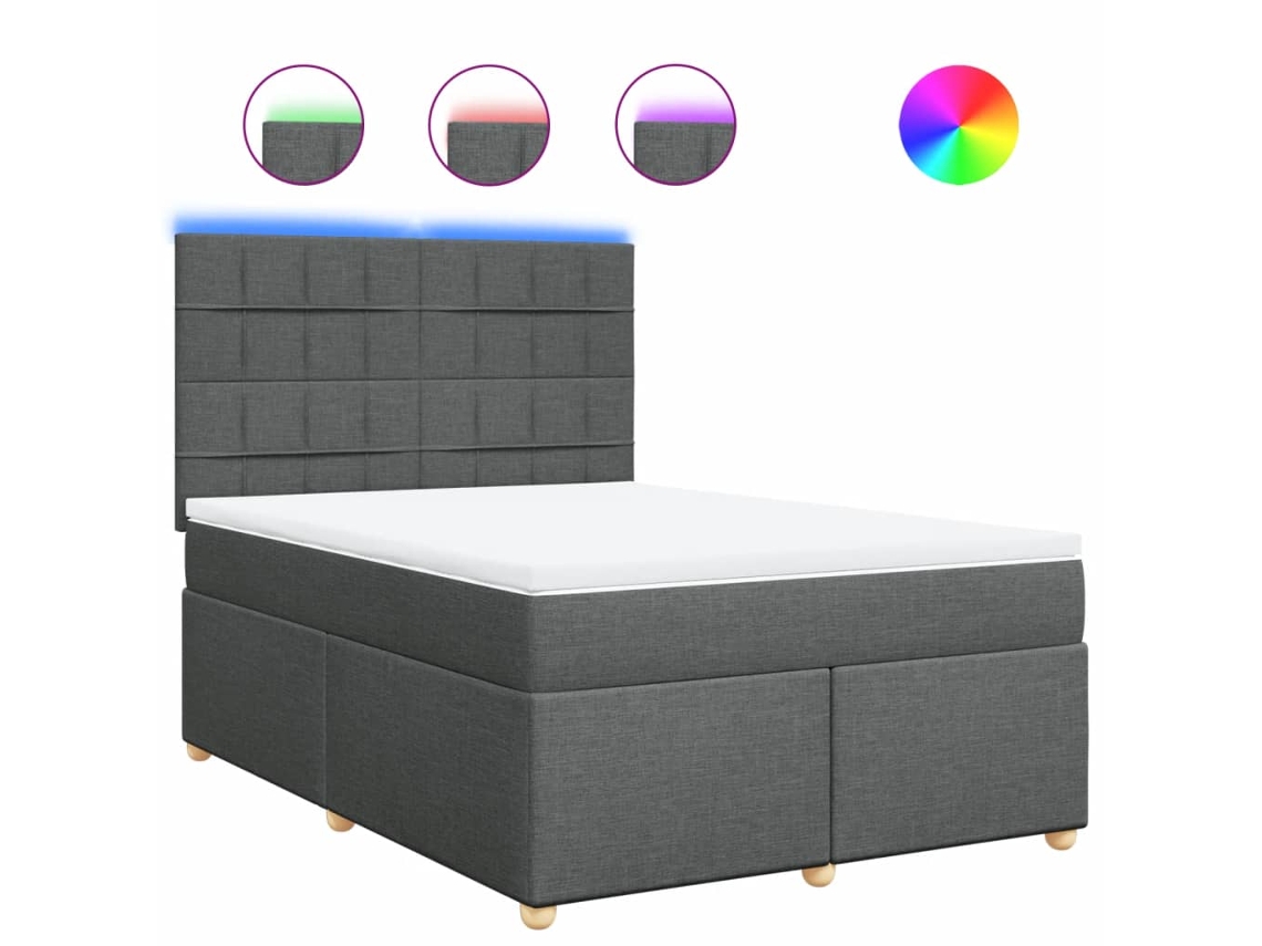 Box Spring Bed, Box Spring Beds Vidaxl Cinzeto Tecido (140 X 190 Cm)
