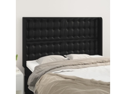Vidaxl Cabeceira De Cama C/ Abas Couro Artif. 147x16x118/128 Cm Preto