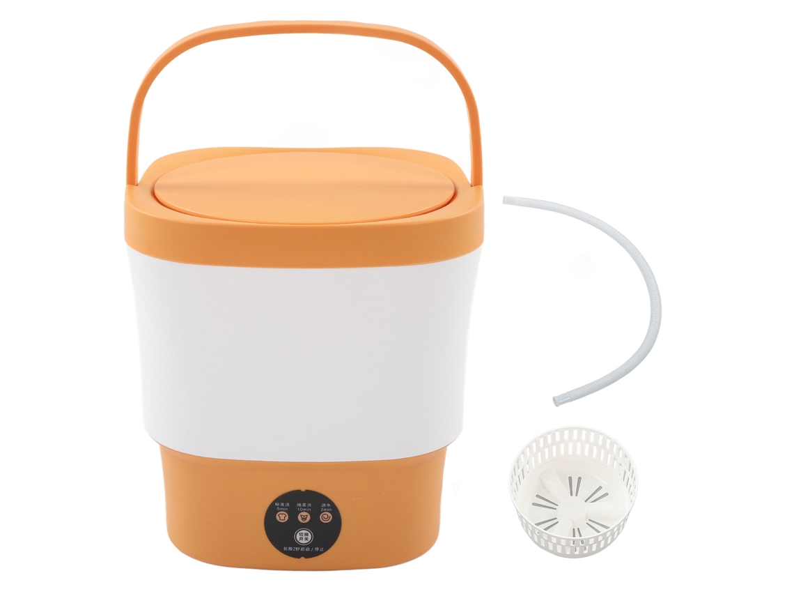 Máquina de Lavar Portátil Mini 9l Luz Azul Multifuncional para Dormitório Viagem 100‑240v Plugue Eu Laranja