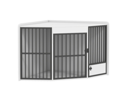 Caixa para cães, de MDF e metal, com porta de alimentação, branco | S/MARCA