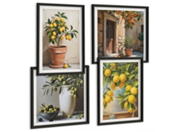 Composição De Quadros Cítrico Retro Na Cozinha Espelharte (4 Peças)