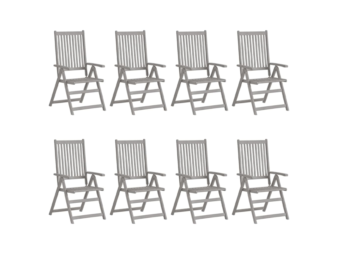 Maison Exclusive - Cadeiras Jardim Reclináveis C/ Almofadões 8 Pcs Acácia Cinzento
