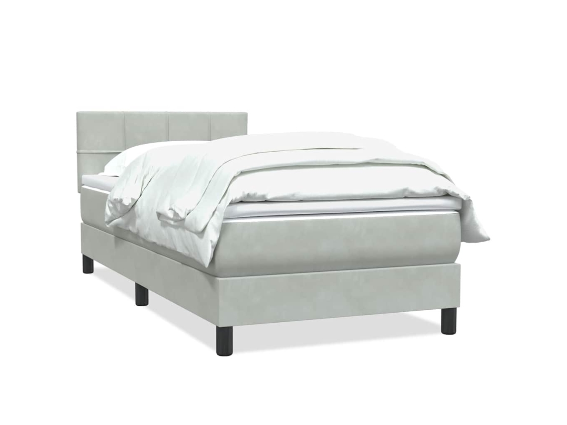 Cama com Molas/Colchão Veludo Cinzento Claro MAISON EXCLUSIVE (80x210 cm)