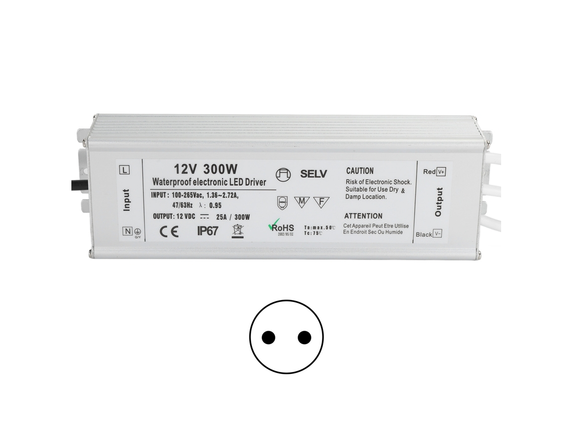 Driver Led de 300w com Tensão Constante Ip67 À Prova D'água Adaptador Transformador de Alimentação