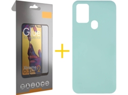 Capa e Película de Vidro Full Samsung Galaxy A21s SKYHE Silicone Líquido Verde Água