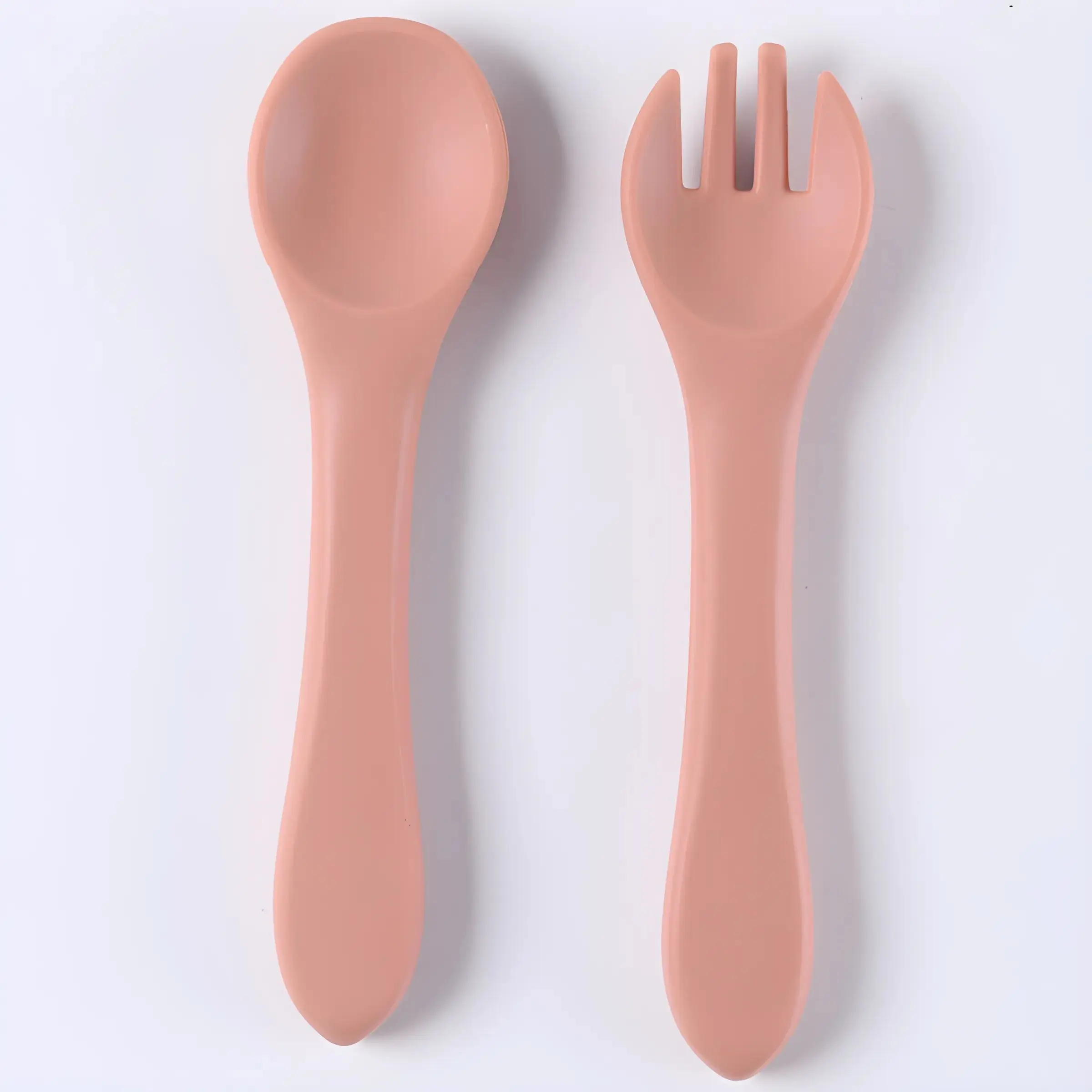 Colher de Silicone para Bebês e Crianças, Adequada para Crianças de 0 a 12 Anos. MDUG (rosa)