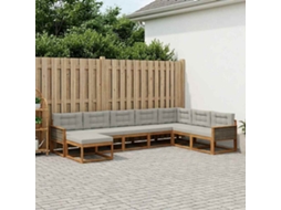Vidaxl Conjunto De Sofás Para Exterior 8 Pcs Natural E Cinzento-claro