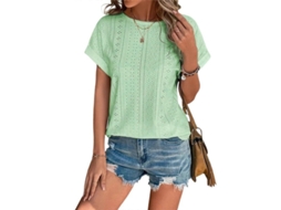 Blusa Feminina De Verão Leve E Respirável Com Estilo Casual E Ajuste Solto, Ideal Para Qualquer Ocasião Verde Claro