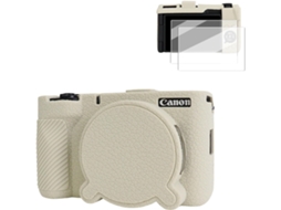 Capa Protetora Silicone HEXINYIGJLY para Canon Powershot V1acesso Tripétampa Objetiva, Películas Ecrã Bege