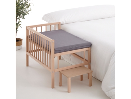 Cama de Madeira Elevada para Animais de Estimação com Escada e Colchão Viscoelástico. 2 Alturas Faunatic Ortoflex