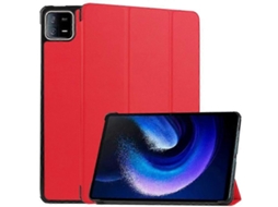 Capa Para Tablet Xiaomi Pad 6 Com Suporte Triplo E Função De Ativação/desativação Automática Em Couro.