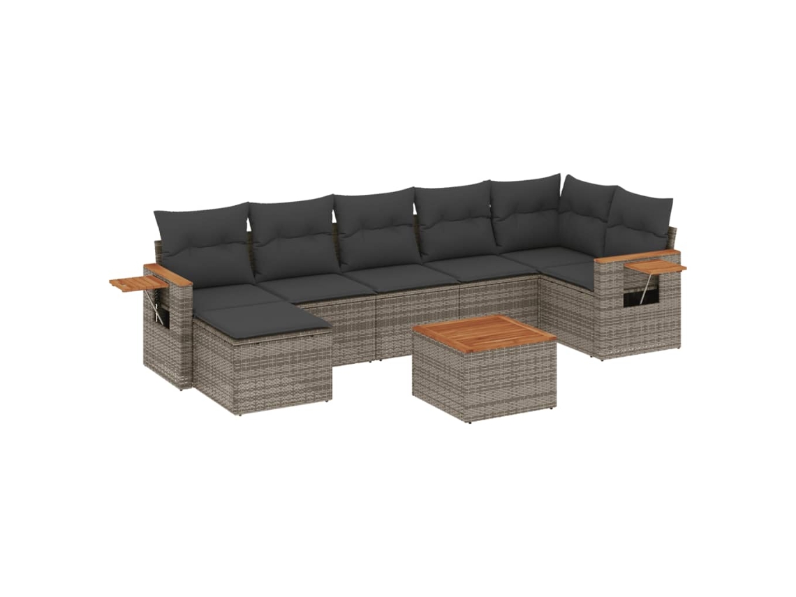 Conjunto de 8 sofás de jardim com almofadões Vime Pe Cinzento MAISON EXCLUSIVE (8 peças)
