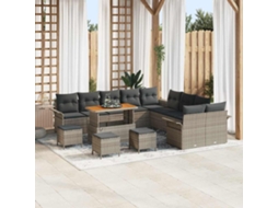 Vidaxl Conjunto de Sofá de Jardim com Almofada 14 Pcs Cinzeto Vime Pe
