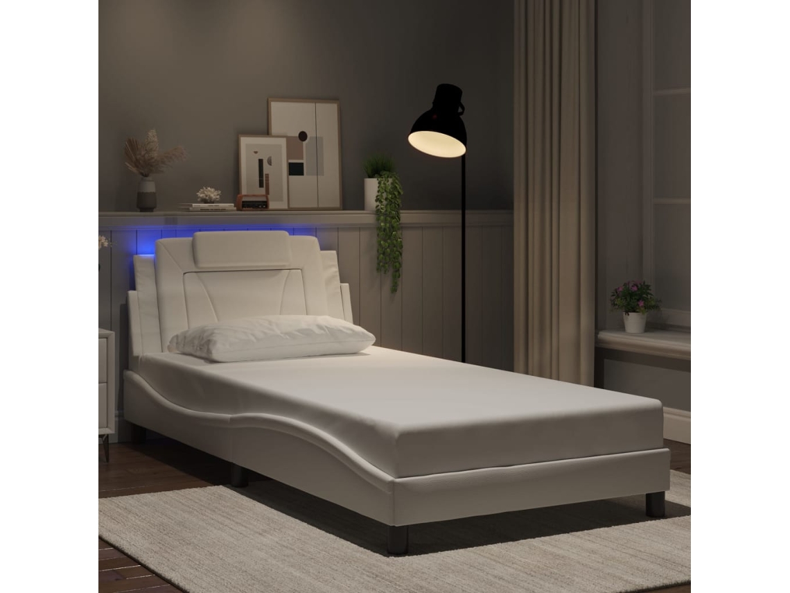 Vidaxl Estrutura De Cama Viana Com Led Sem Colchão 100x200 Cm Branco
