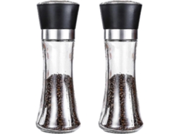 Conjunto de 2 moedores de sal e pimenta recarregáveis com ajuste de moagem AQUAFORGE