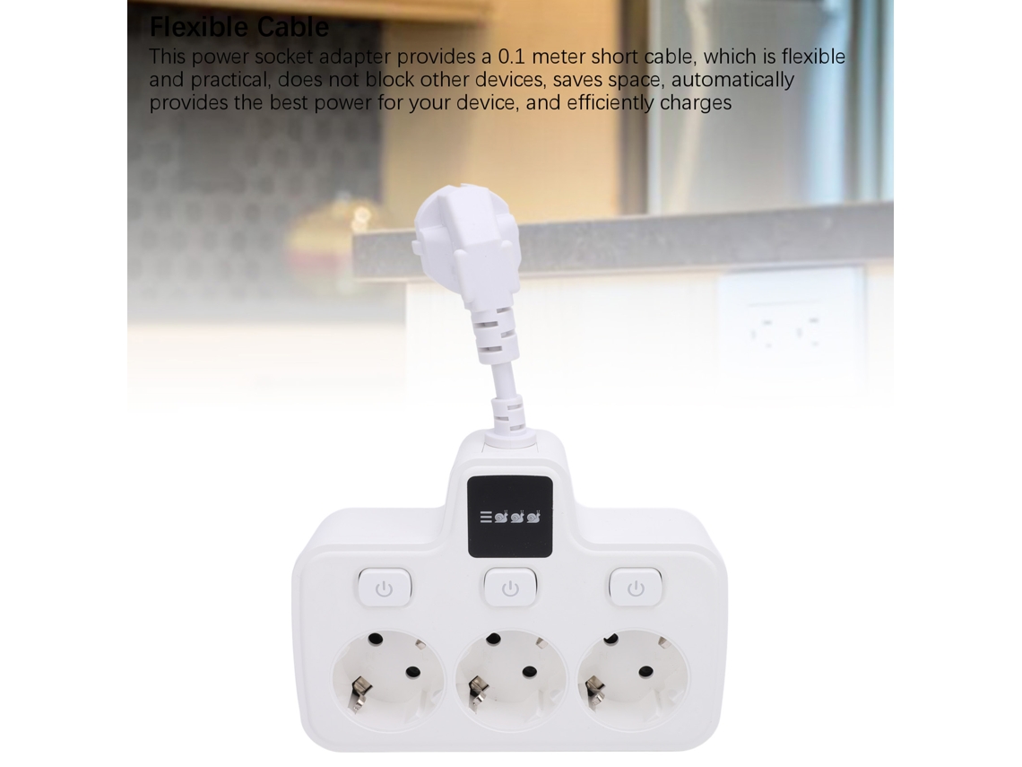 Laxiscreed Adaptador Múltiplo Com 3 Tomadas E Interruptores Independentes, Certificado Ce Para Maior Segurança