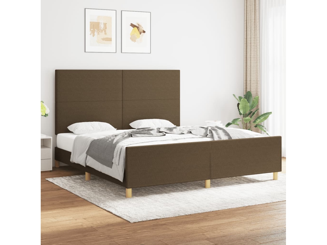 Vidaxl Estrutura De Cama Sem Colchão 180x200 Cm Tecido Castanho-escuro