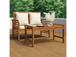 Vidaxl 2 Pcs Conj. Lounge Jardim C/ Almofadões Branco Nata Acácia