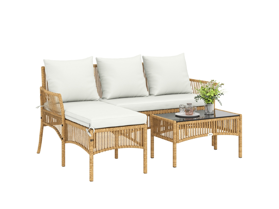 Móveis de Jardim Aço, Pe Cor Creme 166x115x79 cm Outsunny