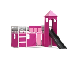 Beliche com Escorrega e Cortinas 90x200 Cm Rosa MAISON EXCLUSIVE