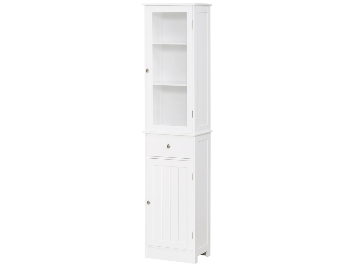 Armário Alto para Casa de Banho Mdf e Acrílico Cor Branco 40x27x171,5cm Kleankin
