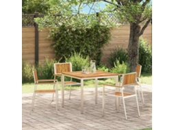 Vidaxl Cadeira De Jardim 4 Pcs Madeira Acácia Maciça E Aço Inoxidável