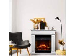 Lareira Elétrica de Chão em Madeira White W 89 5 X H90 5 X D28 Jefferson DIVINA FIRE