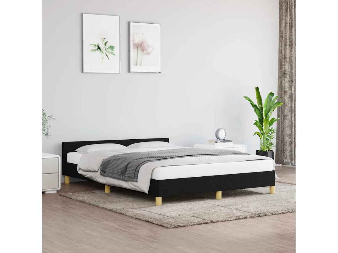 Vidaxl Estrutura De Cama Sem Colchão 140x200 Cm Tecido Preto