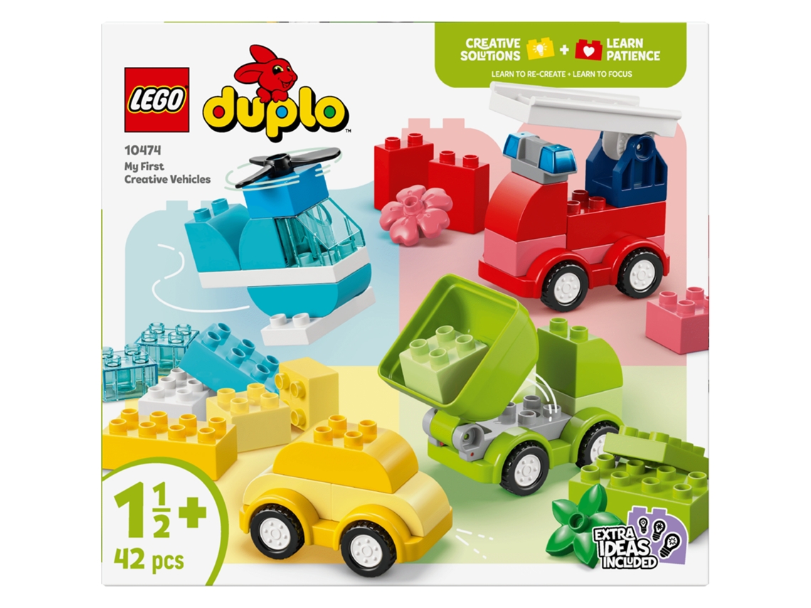 Lego® 10474 Duplo® Veículos Criativos – Carro, Helicóptero, Caminhão Basculante E Bombeiros