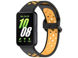 Bracelete para Samsung Galaxy Fit 3 Silicone Respirável Bicolor Preto e Amarelo XIAOMOYU