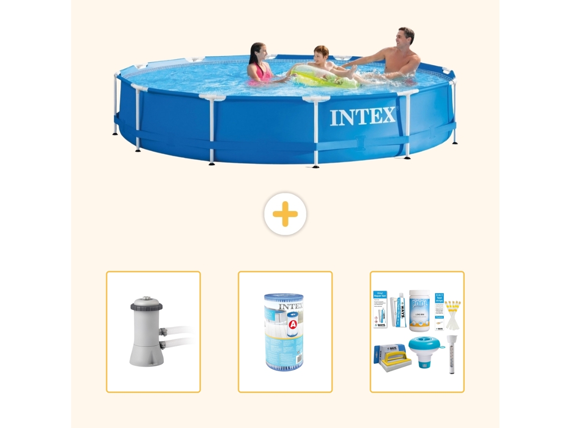 Intex Piscina Com Estrutura Redonda - 366x76 Cm - 4-peças S22469