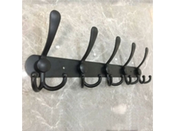 Cabideiro de Parede com 5 Ganchos em Aço Inoxidável para Banheiro e Sala Estar, 40cm Preto Odipie BRILVIBERA