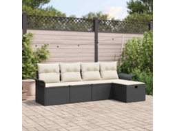 Vidaxl Conjunto De Sofá De Jardim 5 Unid. Preto E Creme Vime Pe