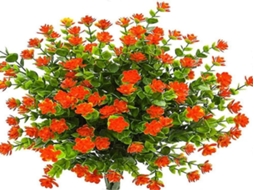 Eucalipto Artificial - 4 Peças, 7 Hastes - Laranja, Seda/plástico - Resistente Aos Raios Uv - Para Interiores E Exterior E Festas | Lurelia