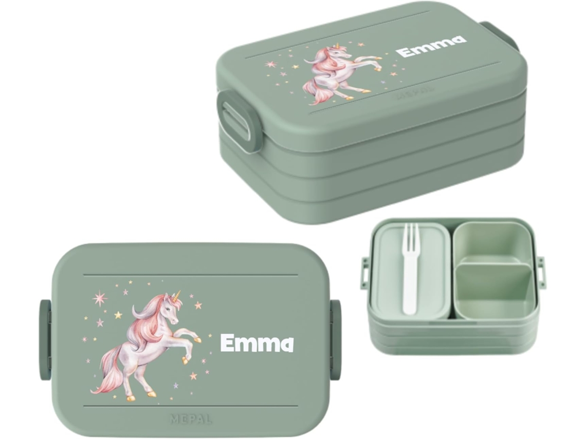 Lancheira Bento Personalizada Ideal Para Até 4 Sanduíches Compartimento Bento E Garfo Inclusos Gokoco