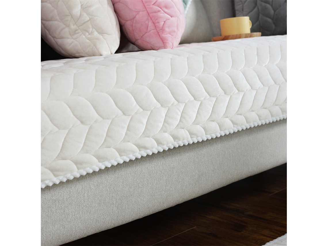 Protetor de Almofada de Sofá de Capa de Assento de Sofá Antiderrapante Branco Bege-110X260Cm LUUCOZK