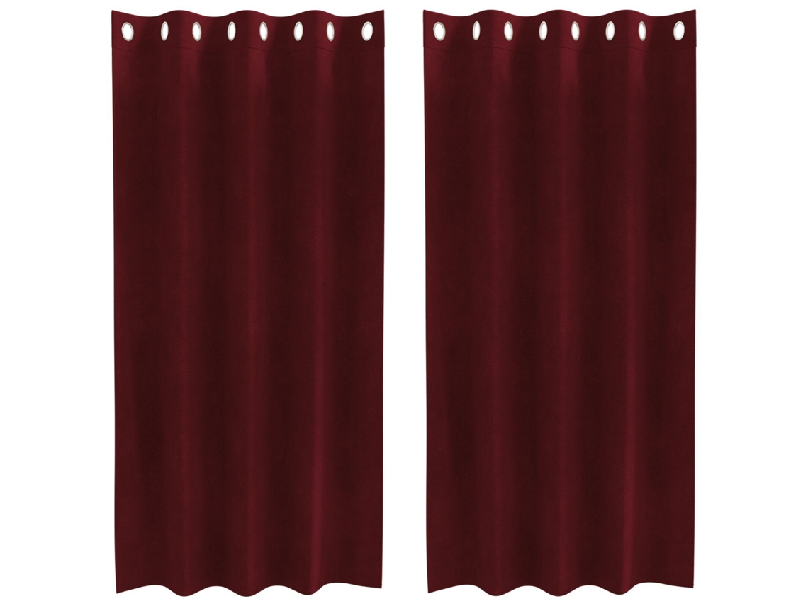Conjunto 2 Cortinas Opacas Vidaxl Vermelho Veludo (140 X 175 Cm)