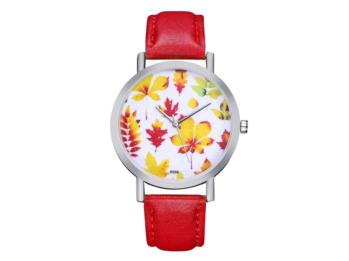 Relógio Feminino de Quartzo com Correia Pu e Mostrador Redondo Zhoulianfa Prata (vermelho)