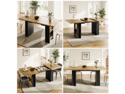 Esstisch Teleskoptisch 120-160x80 Cm Ausziehbar Mit Regalen Küchentisch Für Küche Wohnzimmer Holzfarben