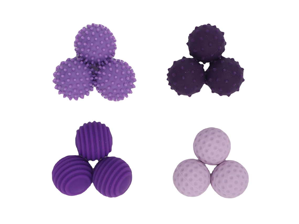 Ats 12 Bolas de Silicone para Aliviar o Estresse com Textura Atsraente Sensorial para Dedos e Mãos Moradas