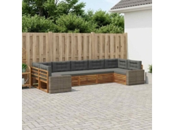 Vidaxl Conjunto De Sofás Para Exterior 7 Pcs Natural E Antracite