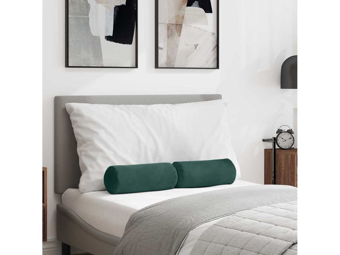 Vidaxl Almofadas De Apoio 2 Pcs Verde Escuro Ø 15 X 40 Cm