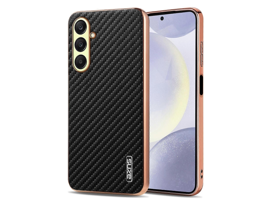 Capa Tkdaddy Azns Para Samsung Galaxy A17 5g Com Textura De Fibra De Carbono Galvanizada E Tpu, Preta