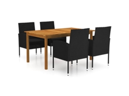 Vidaxl 5 Pcs Conjunto De Jantar Para Jardim Preto