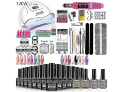 Kit Profissional De Gel Para Unhas Com Lâmpada Uv De 120 W/54 W E Torno Elétrico Para Manicure E Secagem De Verniz