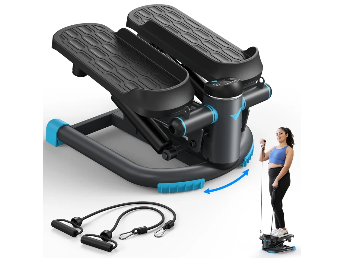 Mini Stepper Merach Com Movimento 3d, Visor Lcd, Silencioso, Com Bandas De Resistência, Step Fitness Para Treino De Pernas, Braços E Lúteos, Até 150kg