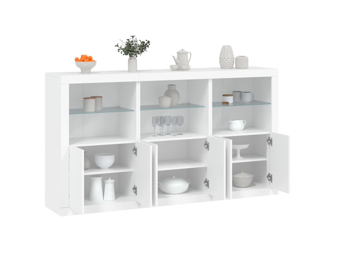 Vidaxl Aparador Com Luzes Led 181,5x37x100 Cm Branco