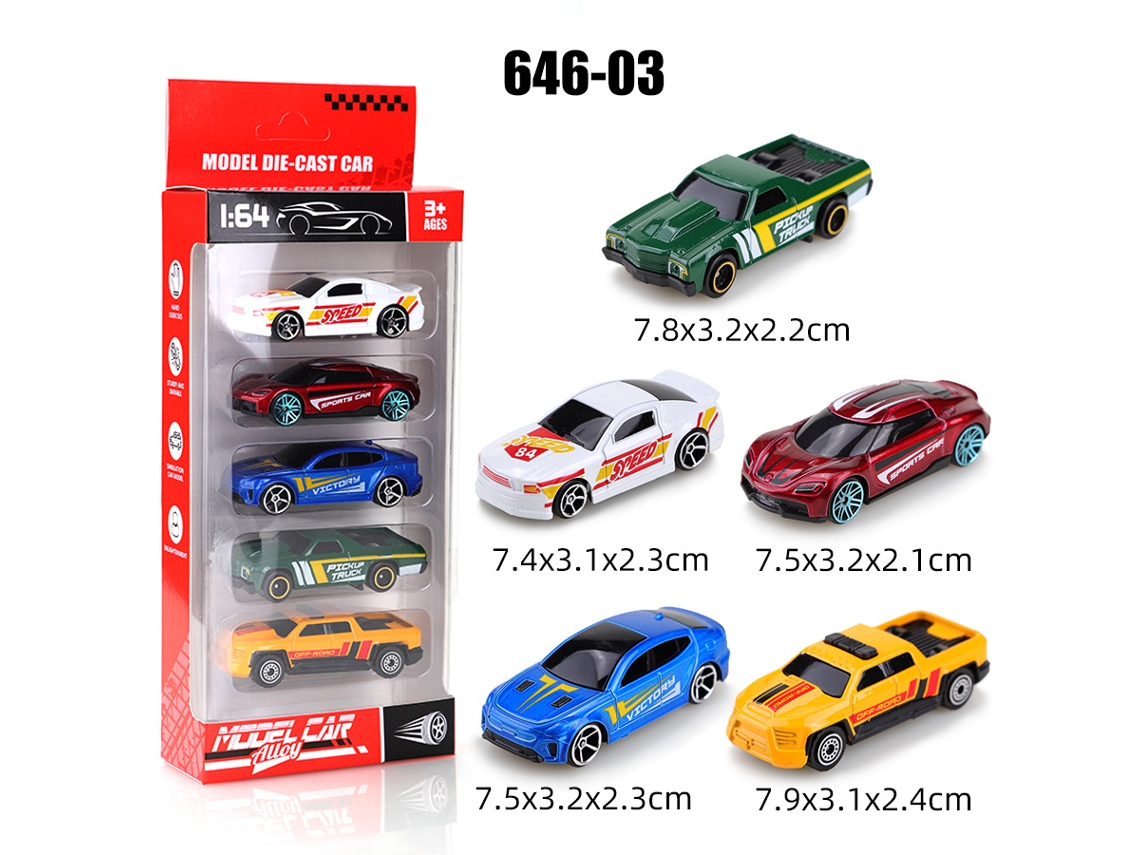 Miniaturas de Carros Deslizantes em Escala 1/64, Brinquedos Infantis MDUG (5 Carros)