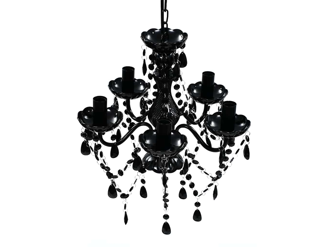 Lustre Preto Com 5 Lâmpadas